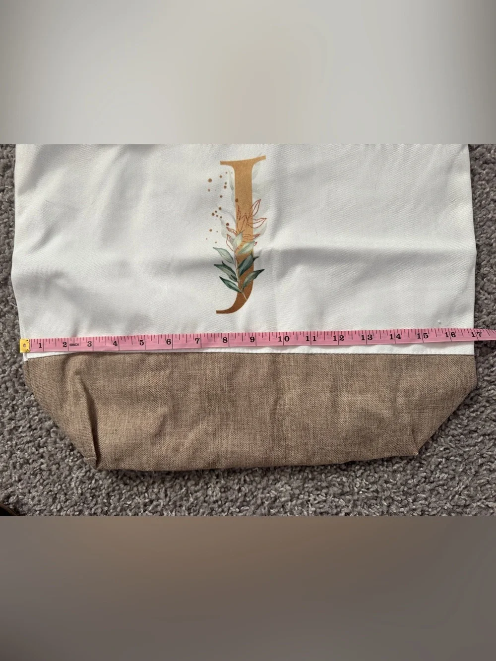 Monogram J Canvas Tote with Matching Zip Bag Accent with Botanical Motif